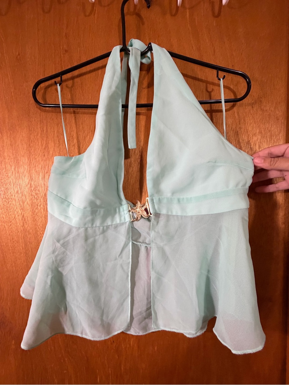 Edikted Turquoise Halter Top with Gold Star Accent